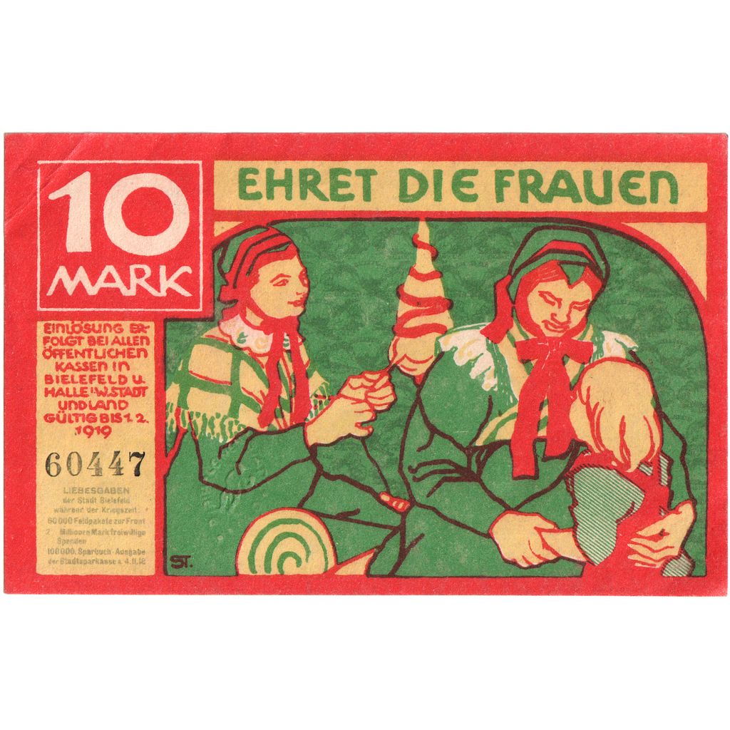 Alemanha, Bielefeld, 10 Mark, 1918-11-01, AU(55-58)
