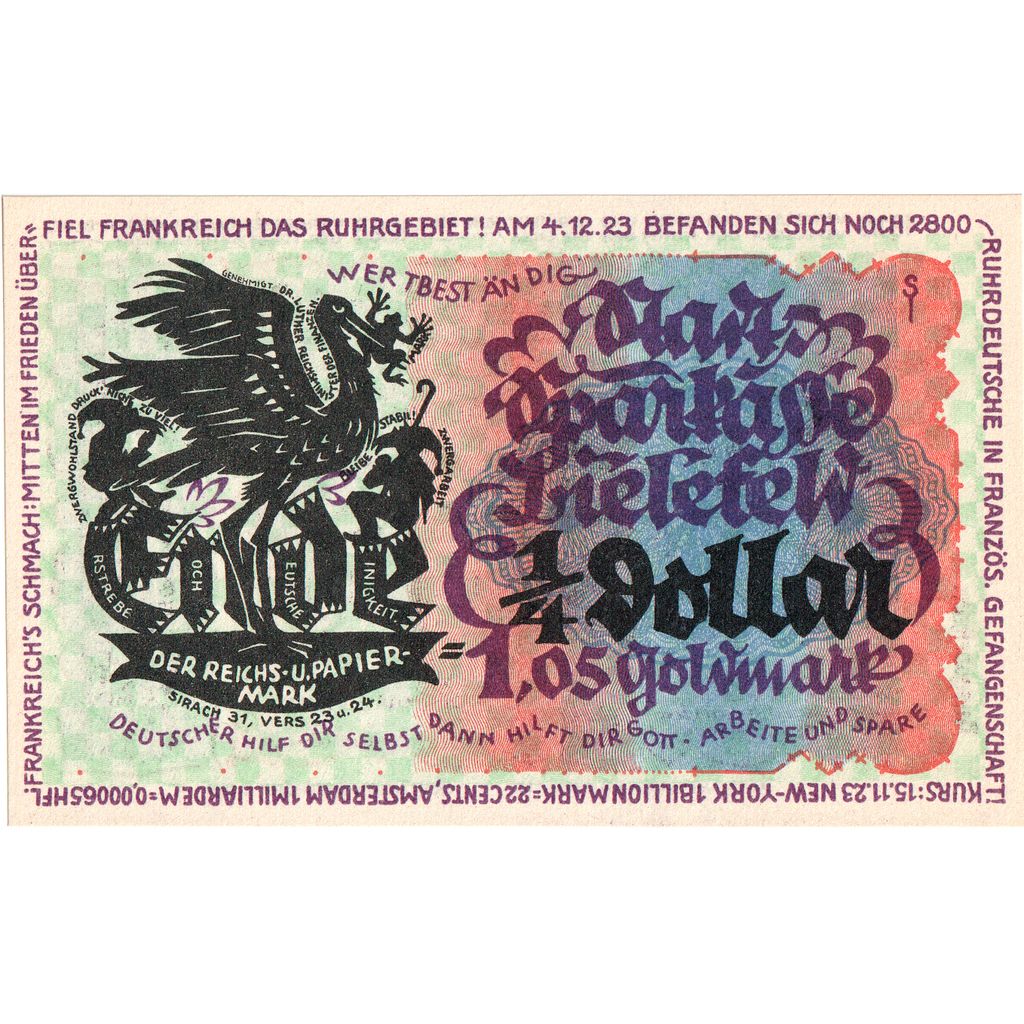 Alemania, Bielefeld, 1.05 Goldmark, 1923-11-08, SC, Grabowski:95