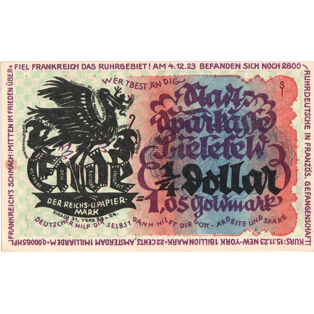 Germany, Bielefeld, 1.05 Goldmark, 1923-11-08, AU(55-58), Grabowski:95
