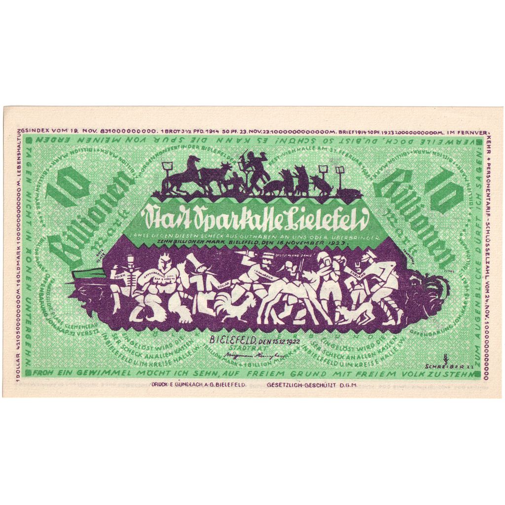 Alemania, Bielefeld, 10 Billion Mark, 1922-12-15, SC