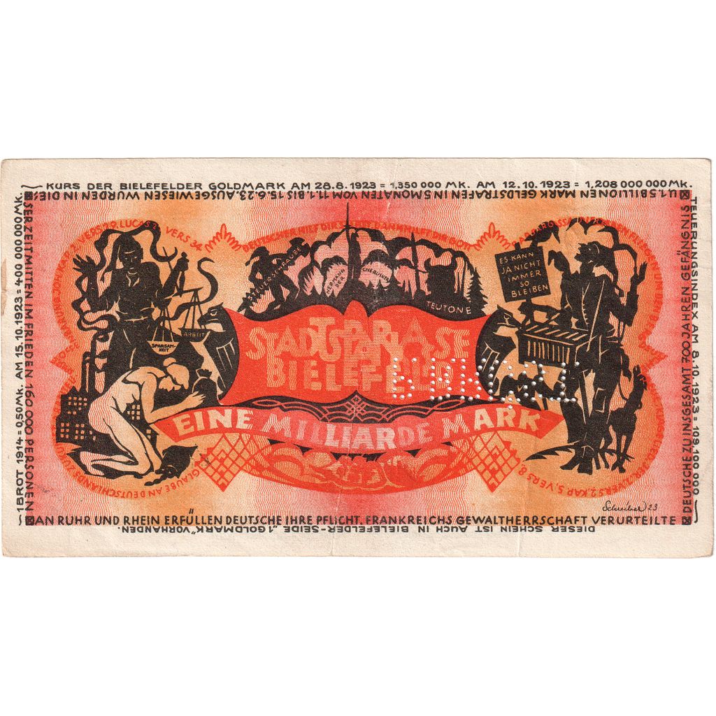 Alemania, Bielefeld, 1 Milliarde Mark, 1923-02-01, BC