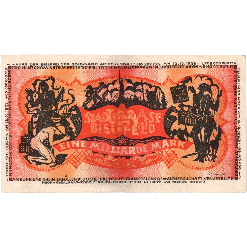 Alemania, Bielefeld, 1 Milliarde Mark, 1923-02-01, EBC
