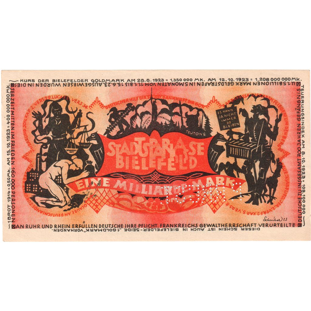 Alemania, Bielefeld, 1 Milliarde Mark, 1923-02-01, EBC