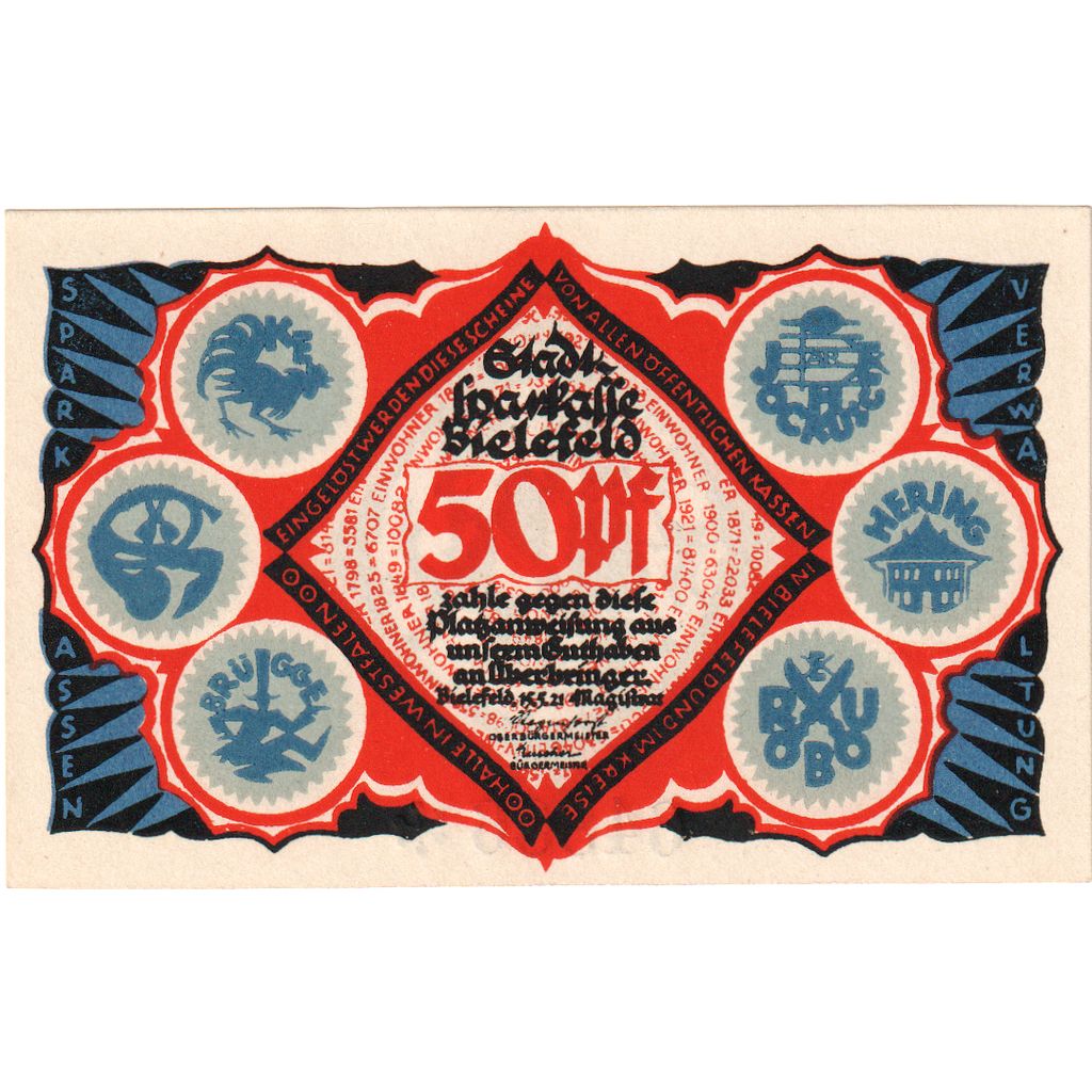 Duitsland, Bielefeld, 50 Pfennig, 1921-05-15, SPL, Grabowski:103.5