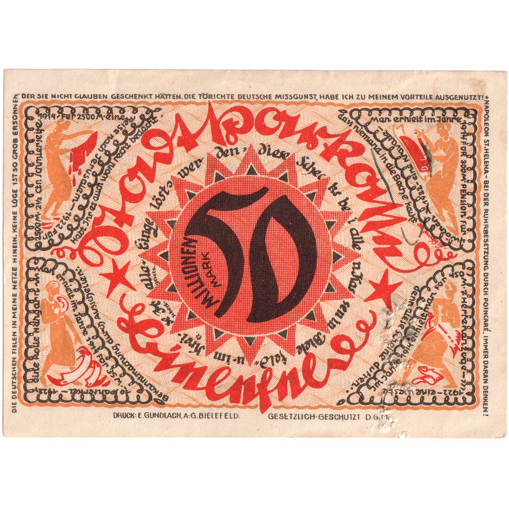 Alemania, Bielefeld, 50 Millionen Mark, 1922-04-02, BC, Grabowski:83