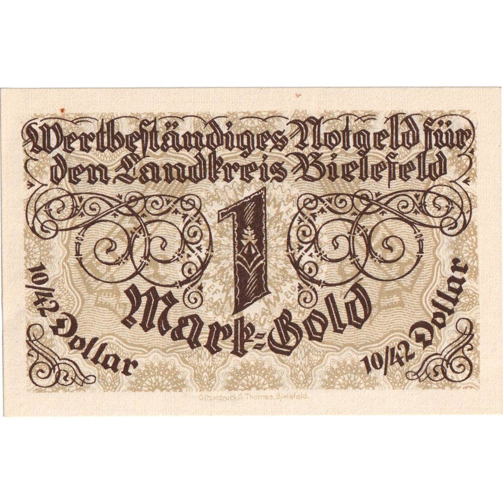 Duitsland, Bielefeld, 1 Mark Gold, 1923-11-28, SPL