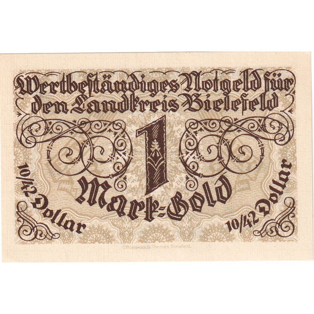 Duitsland, Bielefeld, 1 Mark Gold, 1923-11-28, SPL
