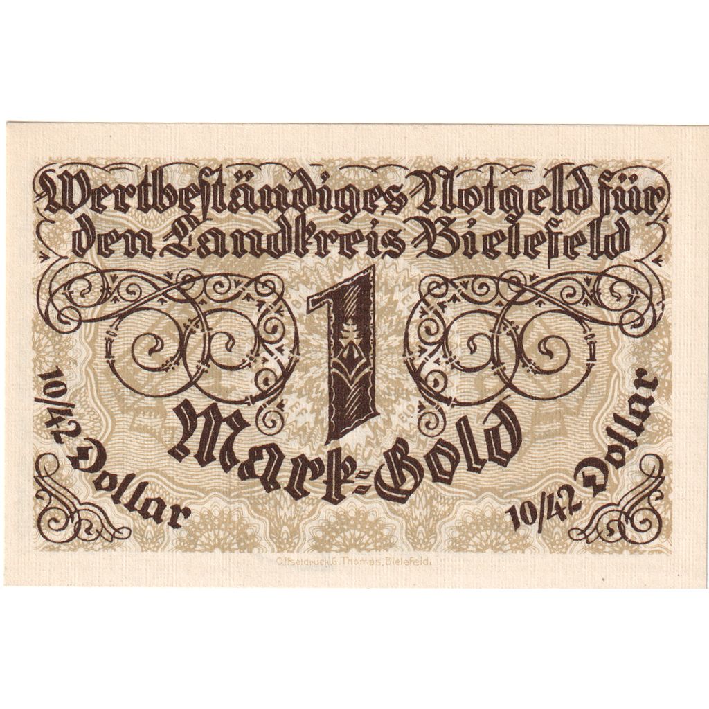 Duitsland, Bielefeld, 1 Mark Gold, 1923-11-28, SPL