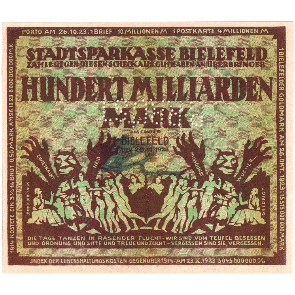 Deutschland, Bielefeld, 100 Milliarden Mark, 1923-02-15, SS, Grabowski:88