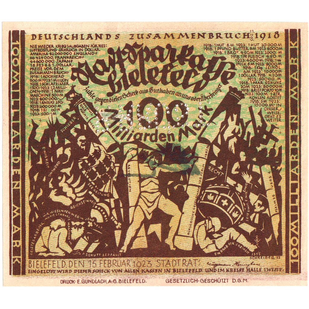 Deutschland, Bielefeld, 100 Milliarden Mark, 1923-02-15, SS, Grabowski:88
