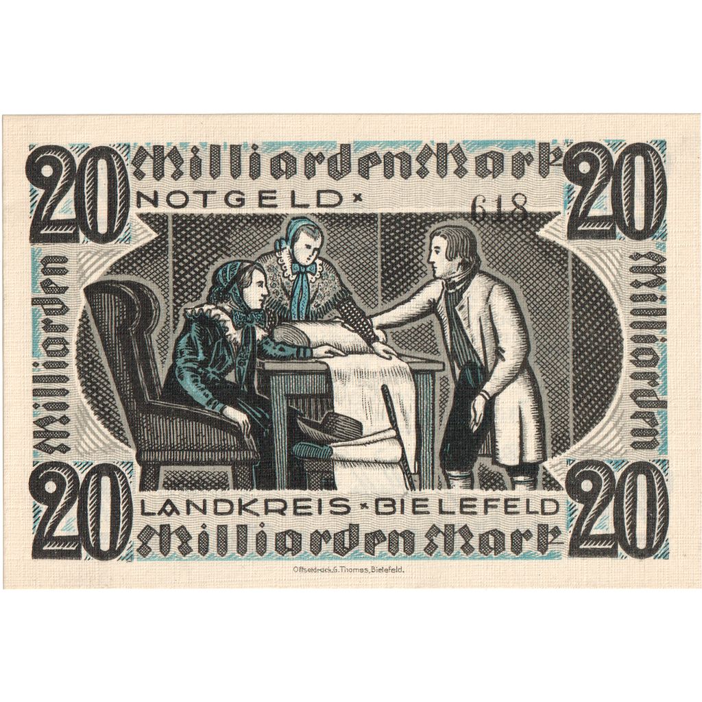 Deutschland, Bielefeld, 20 Milliarden Mark, 1923-10-25, UNZ-