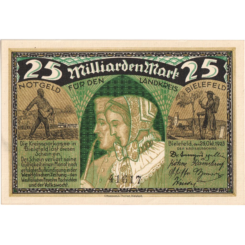 Allemagne, Bielefeld, 25 Milliarden Mark, 1923-10-25, SPL