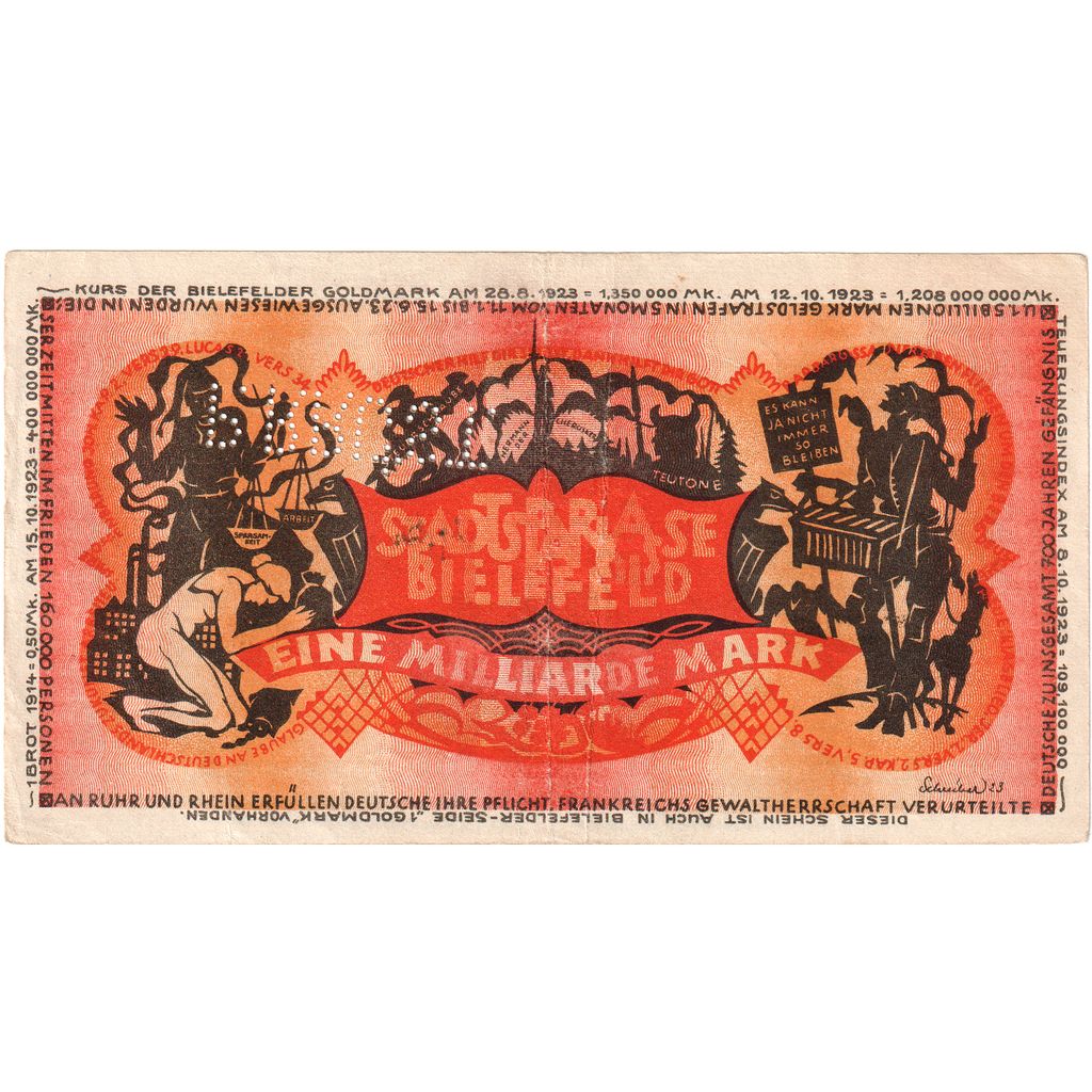 Deutschland, Bielefeld, 1 Milliarde Mark, 1923-02-01, S+