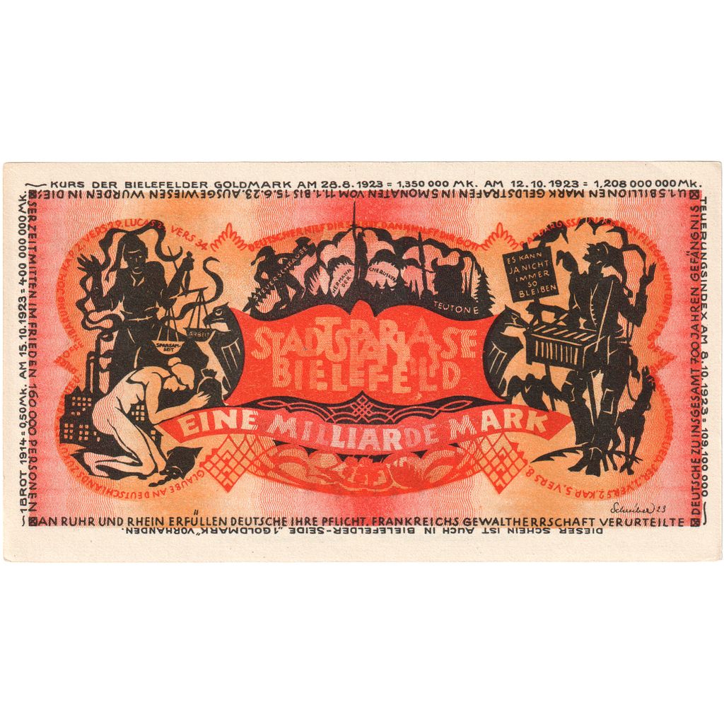 Alemania, Bielefeld, 1 Milliarde Mark, 1923-02-01, SC