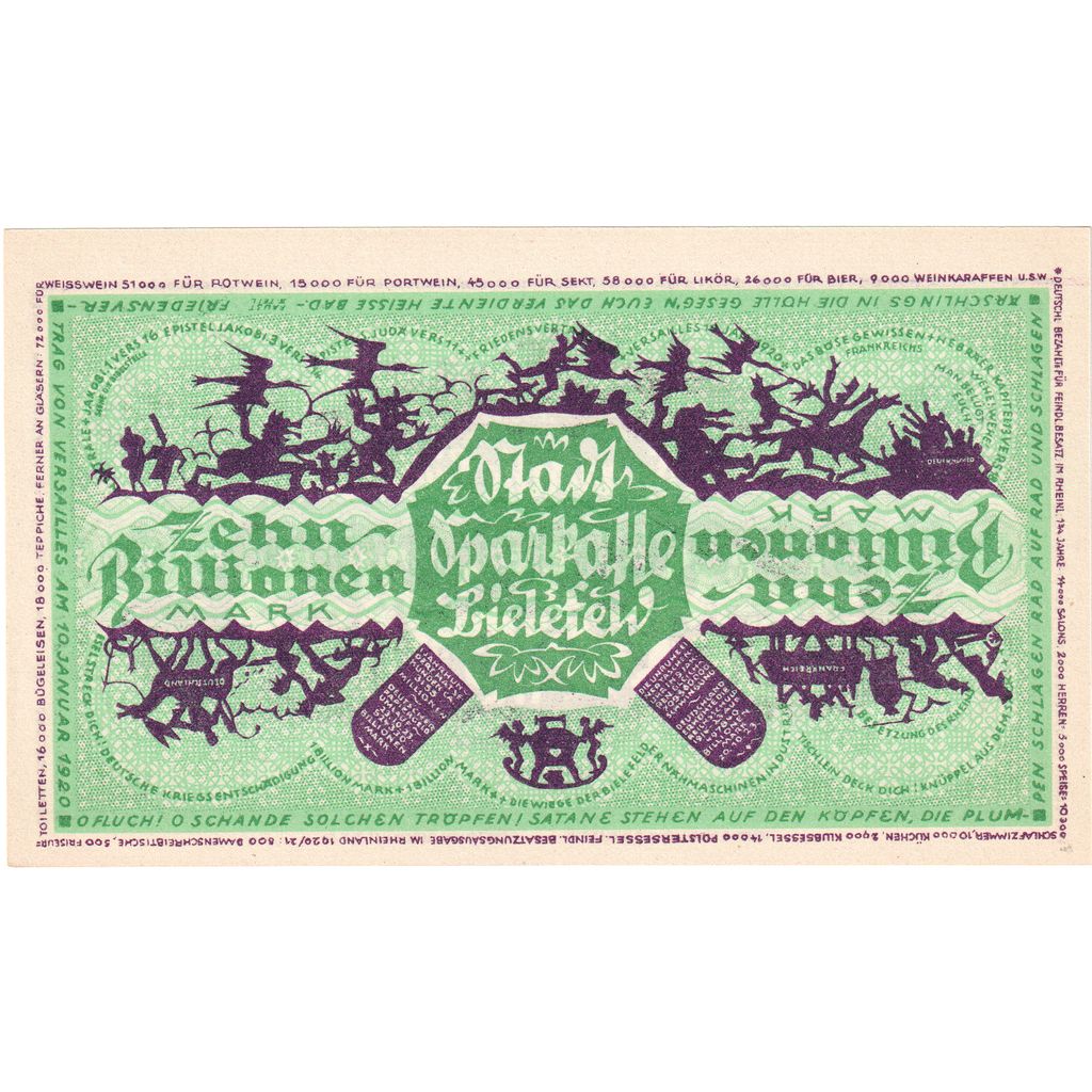 Deutschland, Bielefeld, 10 Billionen Mark, 1922-12-15, UNZ-