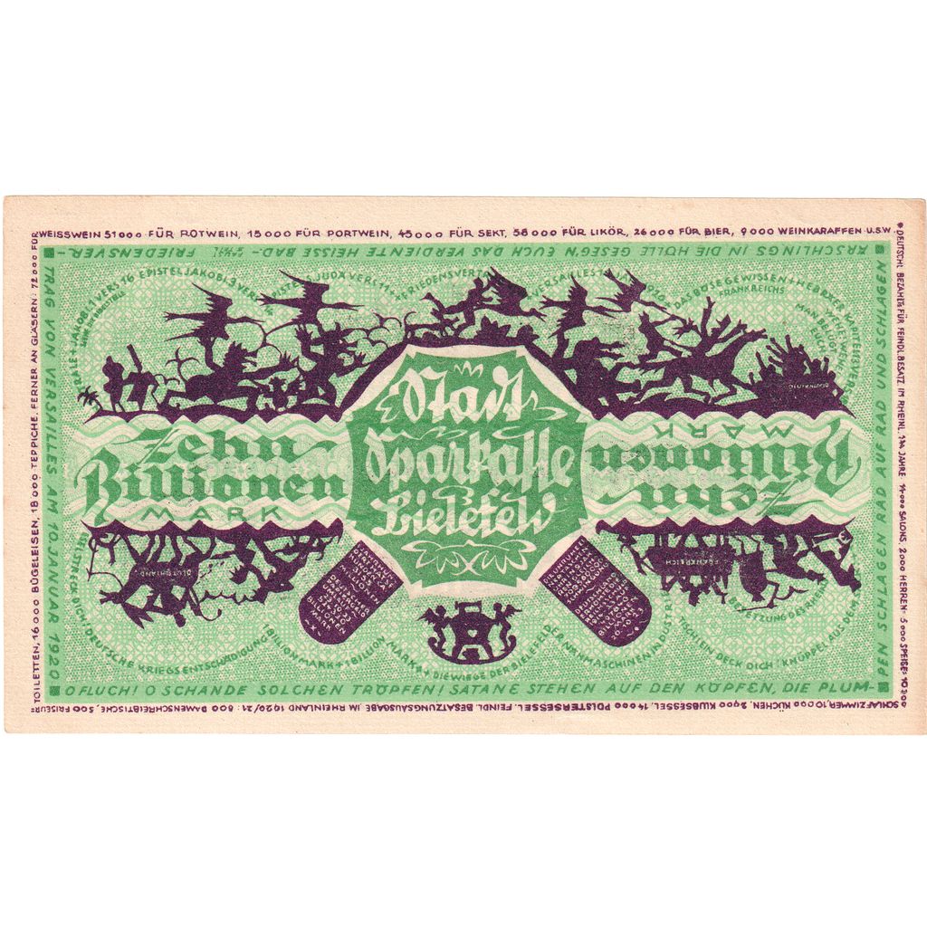 Deutschland, Bielefeld, 10 Billionen Mark, 1922-12-15, VZ+
