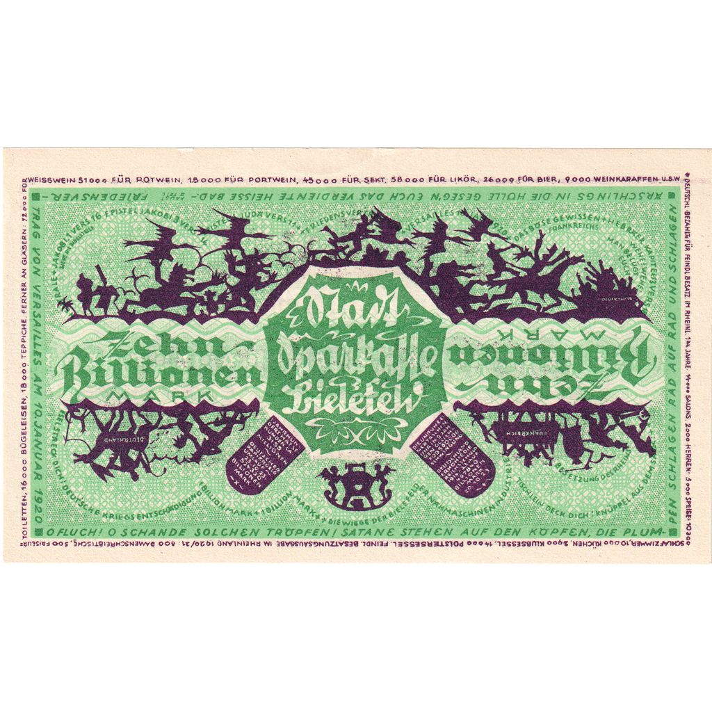 Niemcy, Bielefeld, 10 Billionen Mark, 1922-12-15, UNC(60-62)