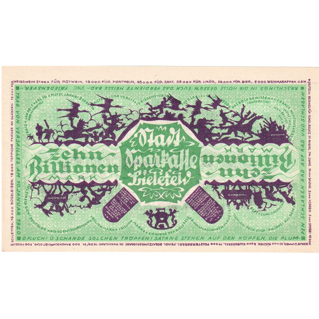 Niemcy, Bielefeld, 10 Billionen Mark, 1922-12-15, UNC(63)