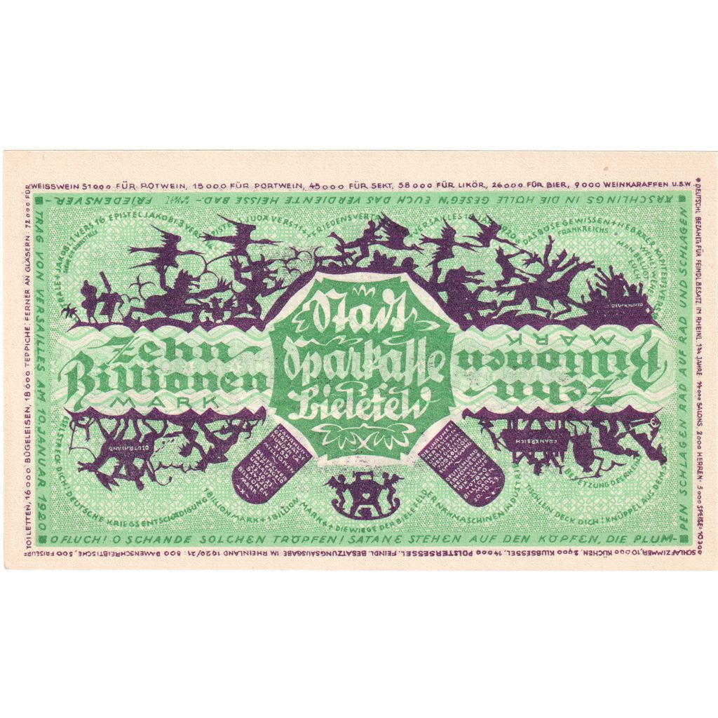 Niemcy, Bielefeld, 10 Billionen Mark, 1922-12-15, UNC(63)