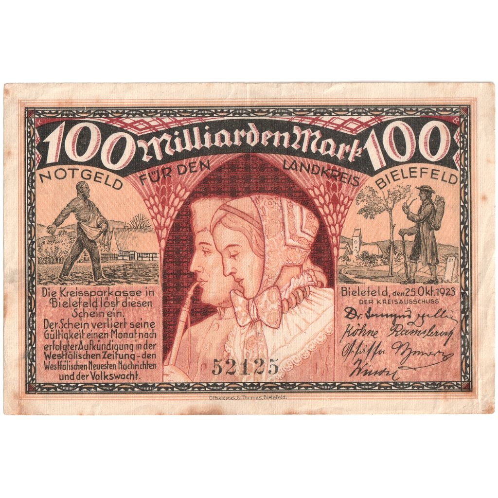 Germany, Bielefeld, 100 Milliarden Mark, 1923-10-25, EF(40-45)