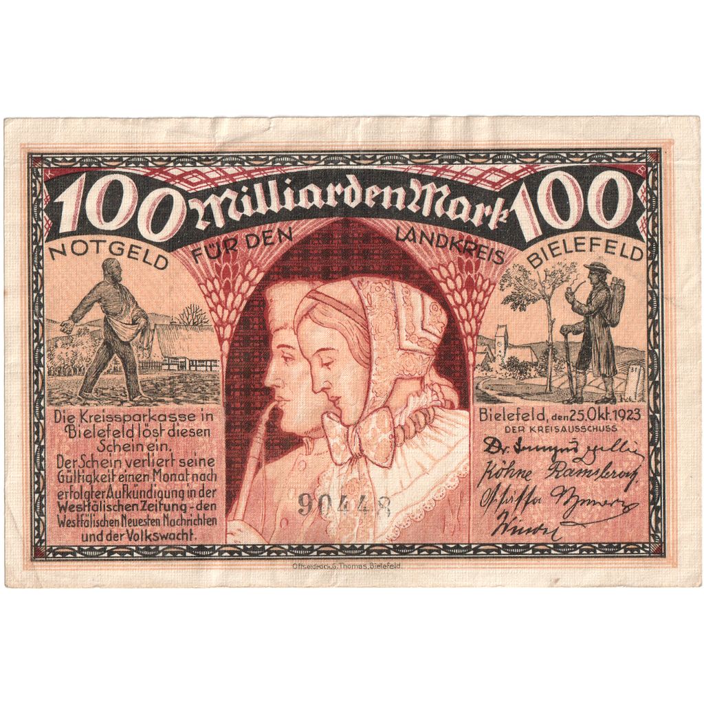 Deutschland, Bielefeld, 100 Milliarden Mark, 1923-10-25, SS