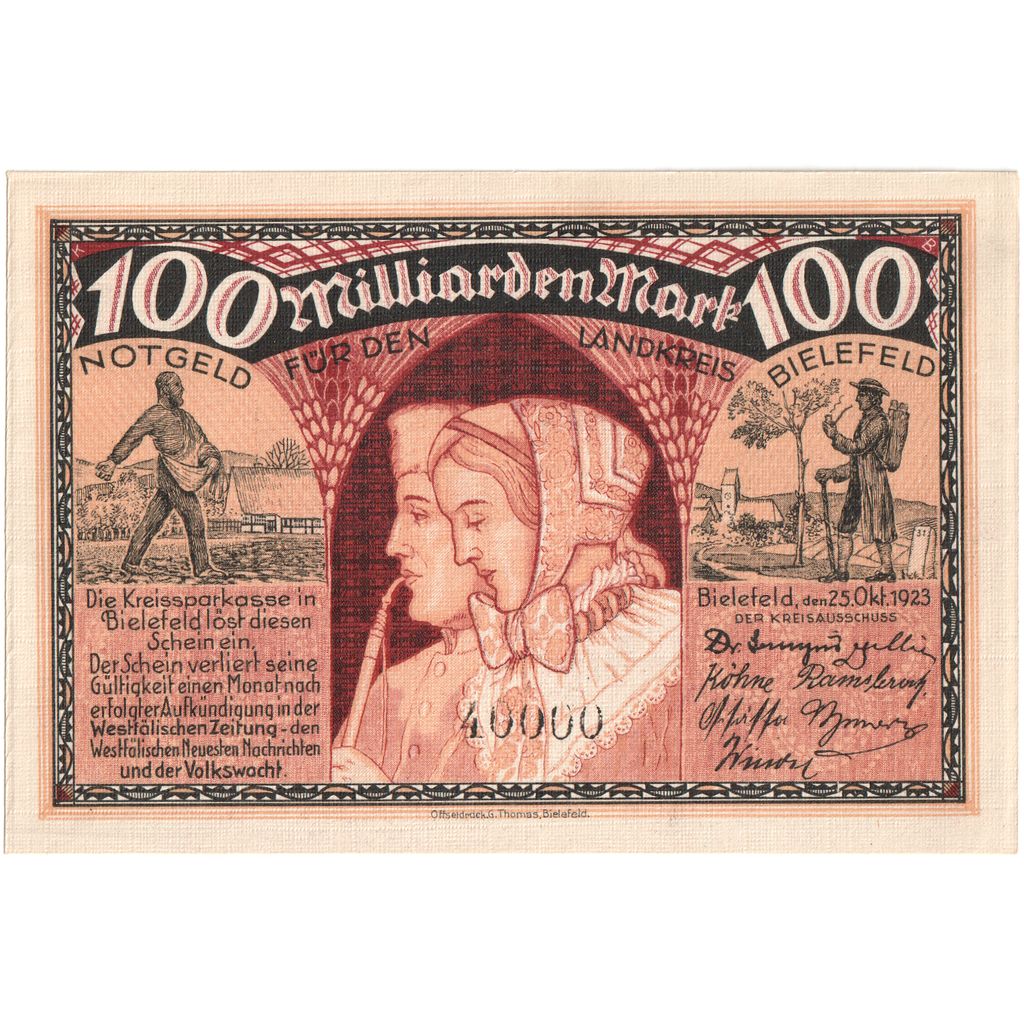 Deutschland, Bielefeld, 100 Milliarden Mark, 1923-10-25, UNZ-