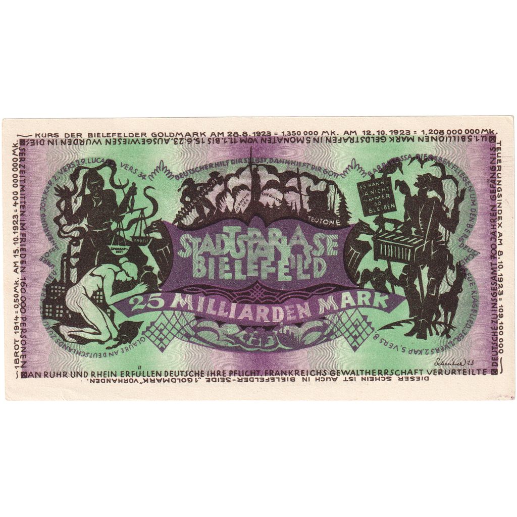 Germany, Bielefeld, 25 Milliarden Mark, 1923-02-01, UNC(63)