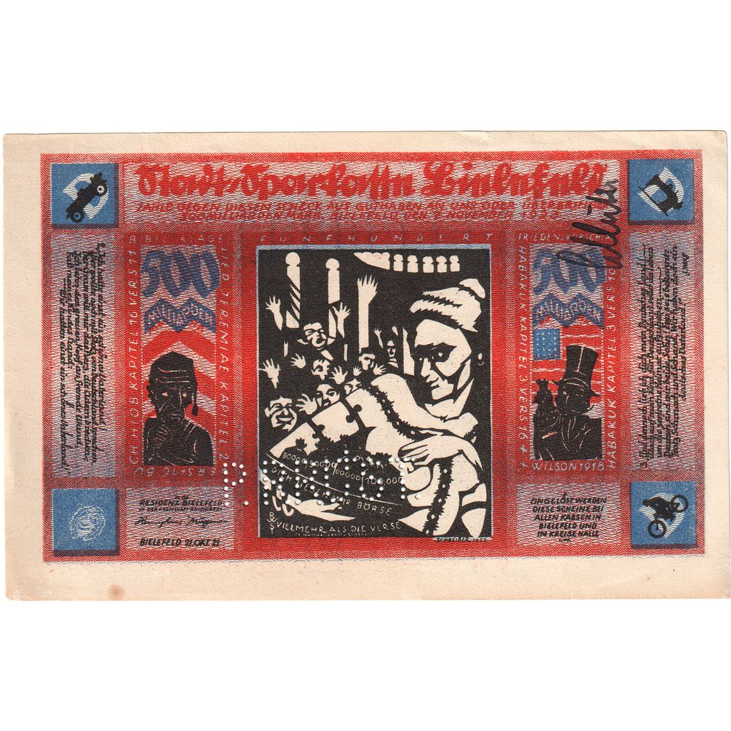 Deutschland, Bielefeld, 500 Milliarden Mark, 1922-10-21, VZ