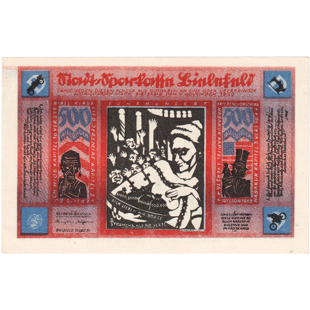 Deutschland, Bielefeld, 500 Milliarden Mark, 1922-10-21, UNZ-