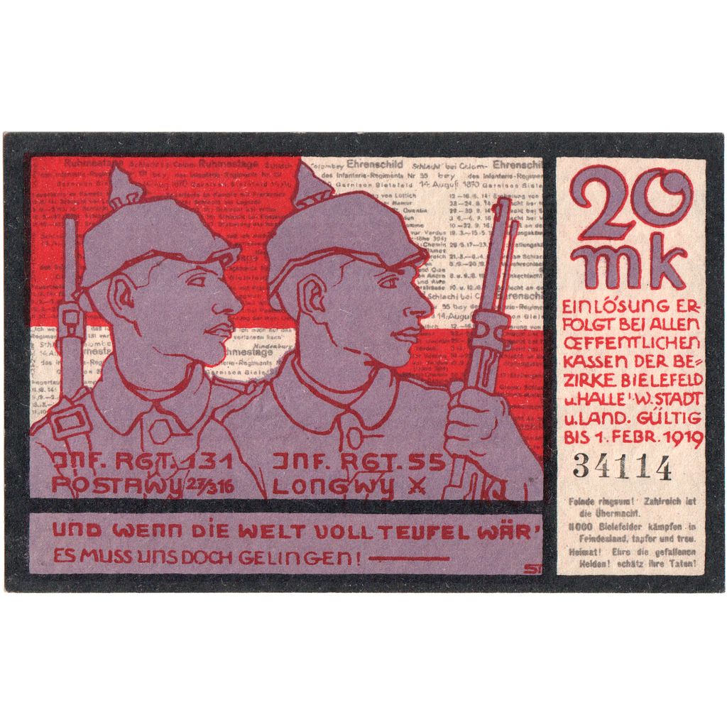 Deutschland, Bielefeld, 20 Mark, 1918-11-01, UNZ-