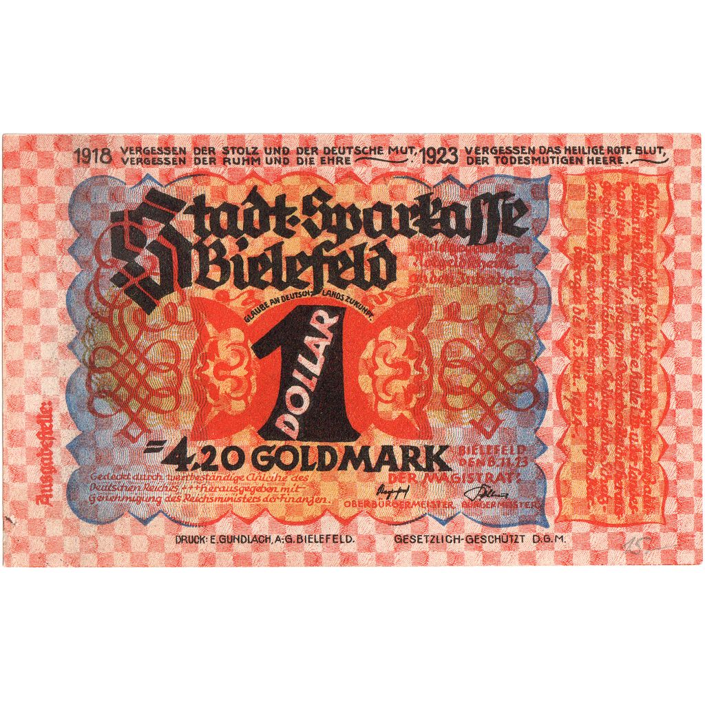 Deutschland, Bielefeld, 4.20 Goldmark, 1923-11-06, UNZ-