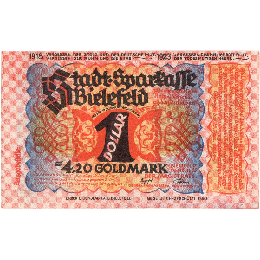 Deutschland, Bielefeld, 4.20 Goldmark, 1923-11-06, UNZ-