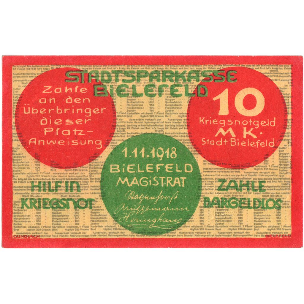 Duitsland, Bielefeld, 10 Mark, 1918-11-01, SPL