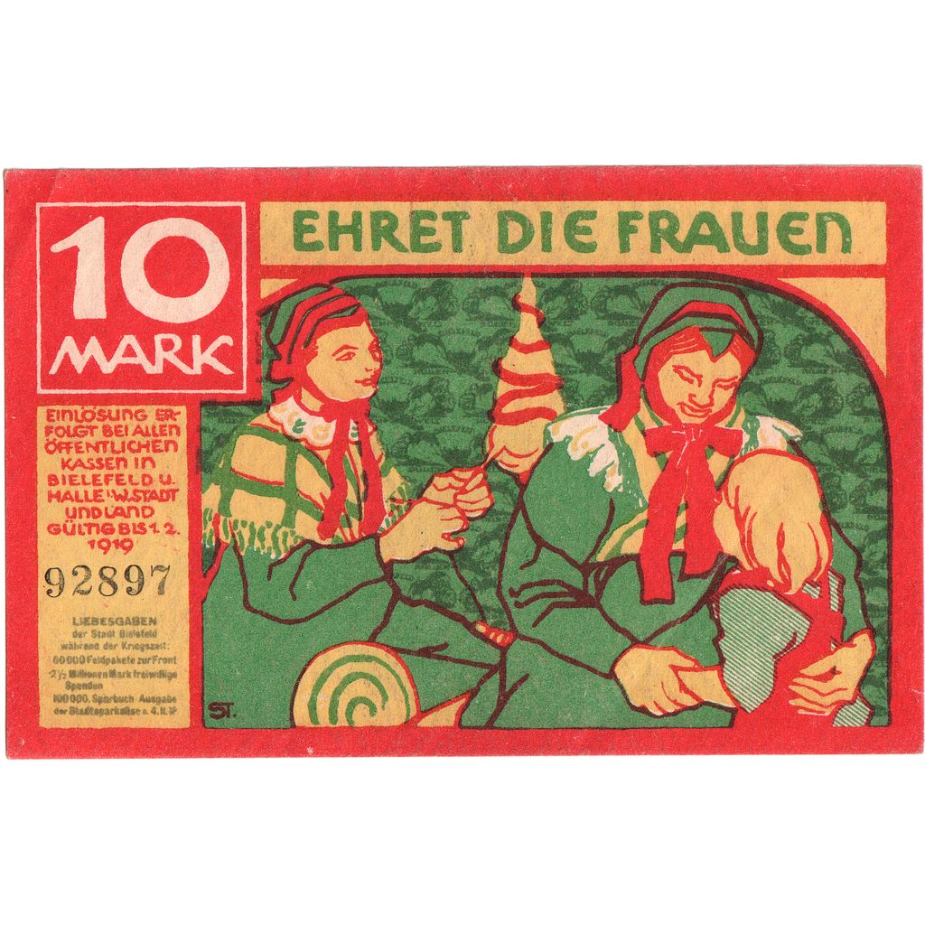 Deutschland, Bielefeld, 10 Mark, 1918-11-01, UNZ-