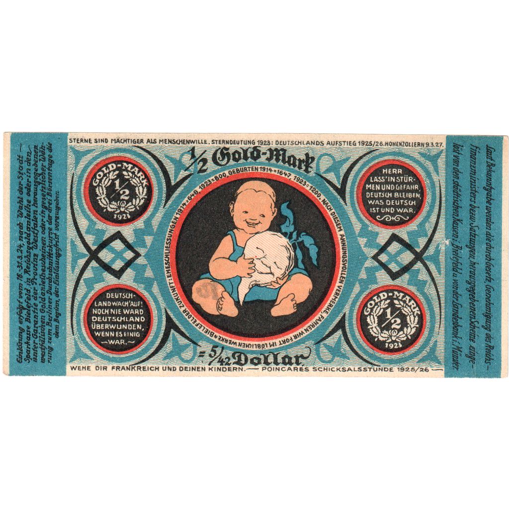 Germany, Bielefeld, 1/2 Goldmark, 1923-11-24, UNC(63), Grabowski:98