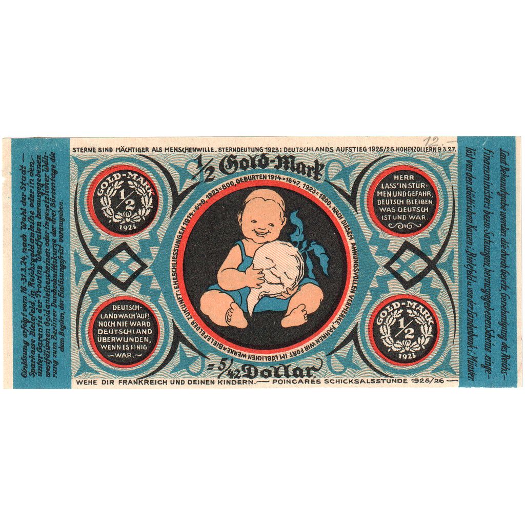 Niemcy, Bielefeld, 1/2 Goldmark, 1923-11-24, AU(55-58), Grabowski:98