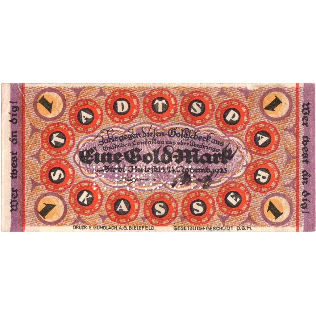 Deutschland, Bielefeld, 1 Goldmark, 1923-11-24, SS, Grabowski:99