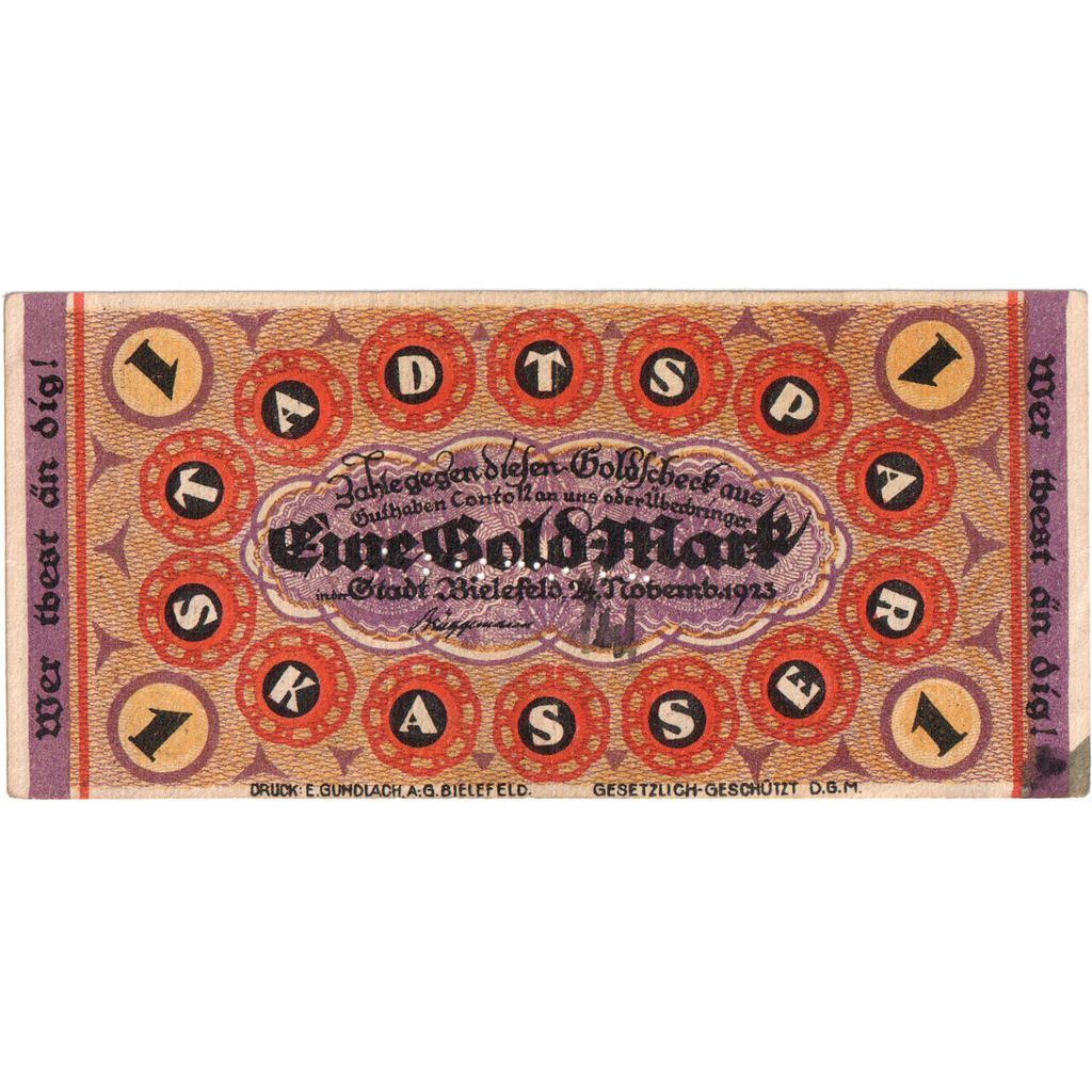 Deutschland, Bielefeld, 1 Goldmark, 1923-11-24, S+, Grabowski:99