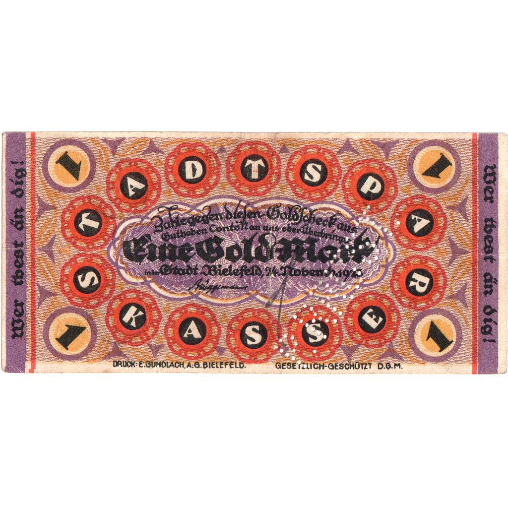 Deutschland, Bielefeld, 1 Goldmark, 1923-11-24, S, Grabowski:99