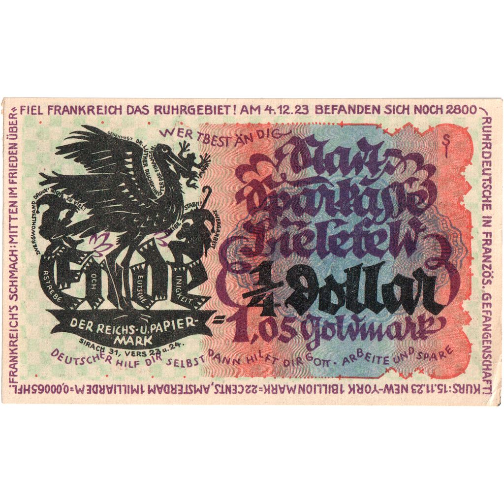 Deutschland, Bielefeld, 1,05 Goldmark, 1923-11-08, VZ+, Grabowski:95