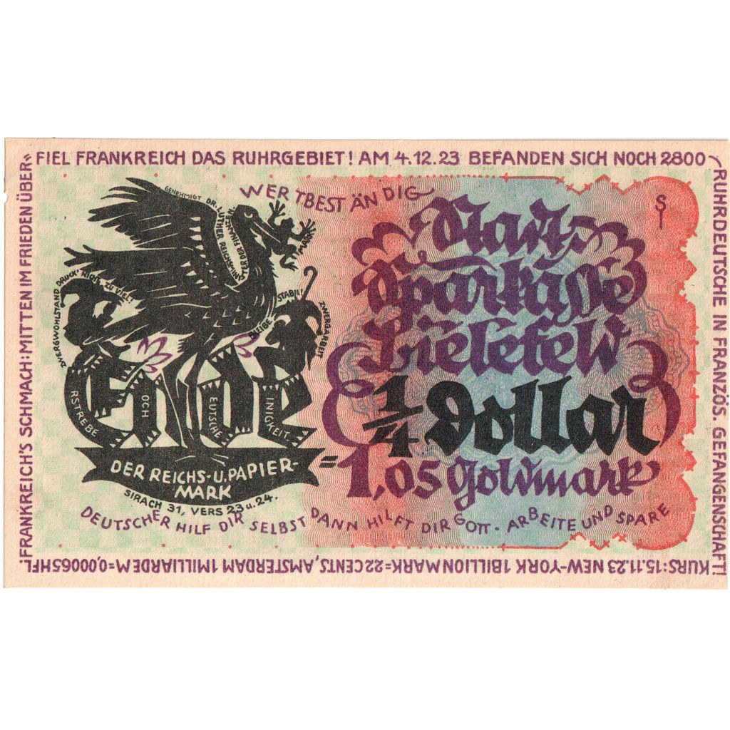 Deutschland, Bielefeld, 1,05 Goldmark, 1923-11-08, UNZ-, Grabowski:95