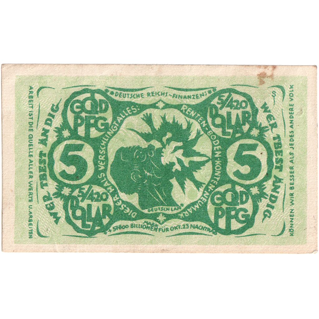 Germany, Bielefeld, 5 Goldpfennig, 1923-11-08, AU(55-58), Grabowski:93