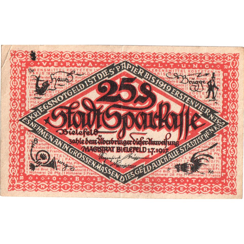 Deutschland, Bielefeld, 25 Pfennig, 1917-07-01, S, Grabowski:44