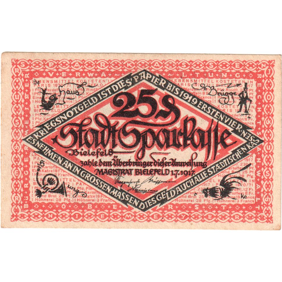 Deutschland, Bielefeld, 25 Pfennig, 1917-07-01, VZ, Grabowski:44