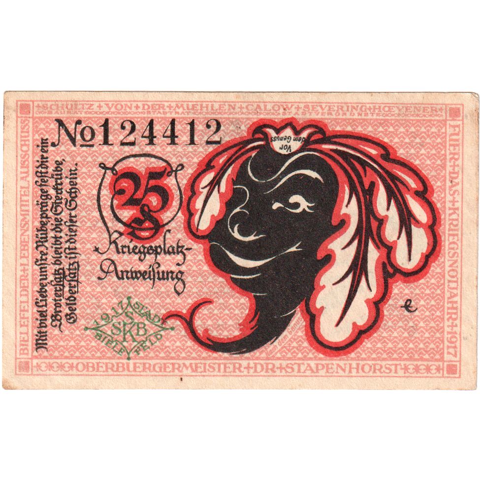 Deutschland, Bielefeld, 25 Pfennig, 1917-07-01, VZ, Grabowski:44