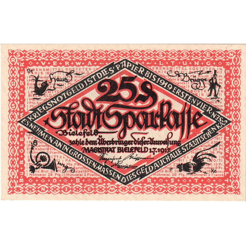 Deutschland, Bielefeld, 25 Pfennig, 1917-07-01, UNZ-, Grabowski:44