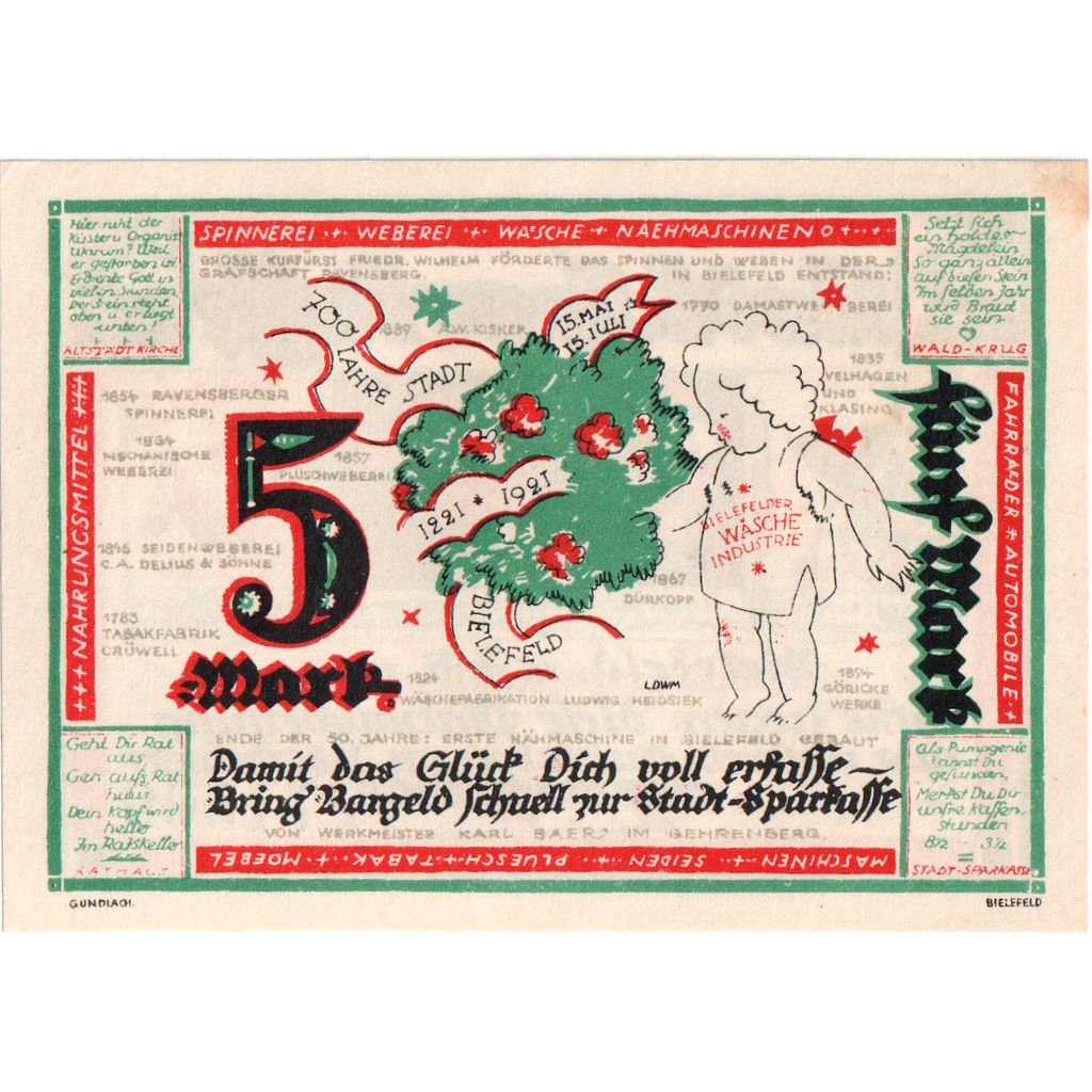 Deutschland, Bielefeld, 5 Mark, 1921-07-15, UNZ-