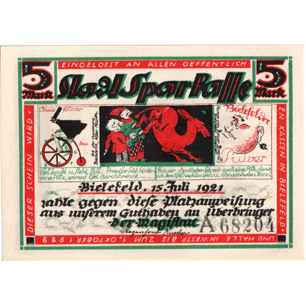 Deutschland, Bielefeld, 5 Mark, 1921-07-15, UNZ-