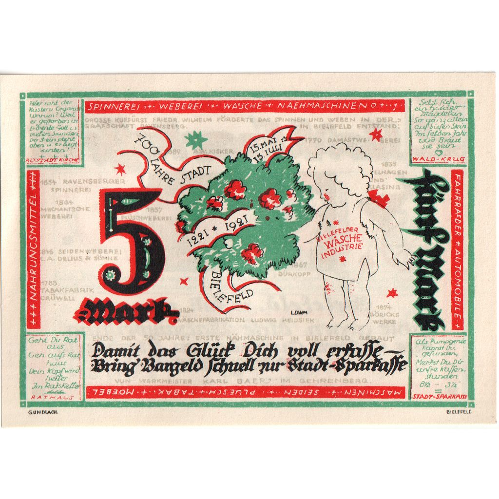 Deutschland, Bielefeld, 5 Mark, 1921-07-15, UNZ-