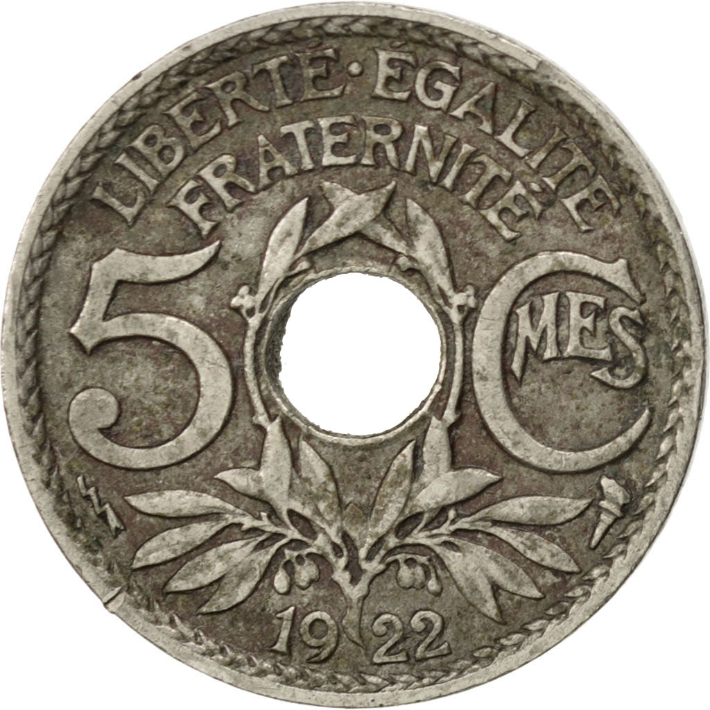Coin, France, Lindauer, 5 Centimes, 1922, Poissy, EF(40-45), Copper-nickel